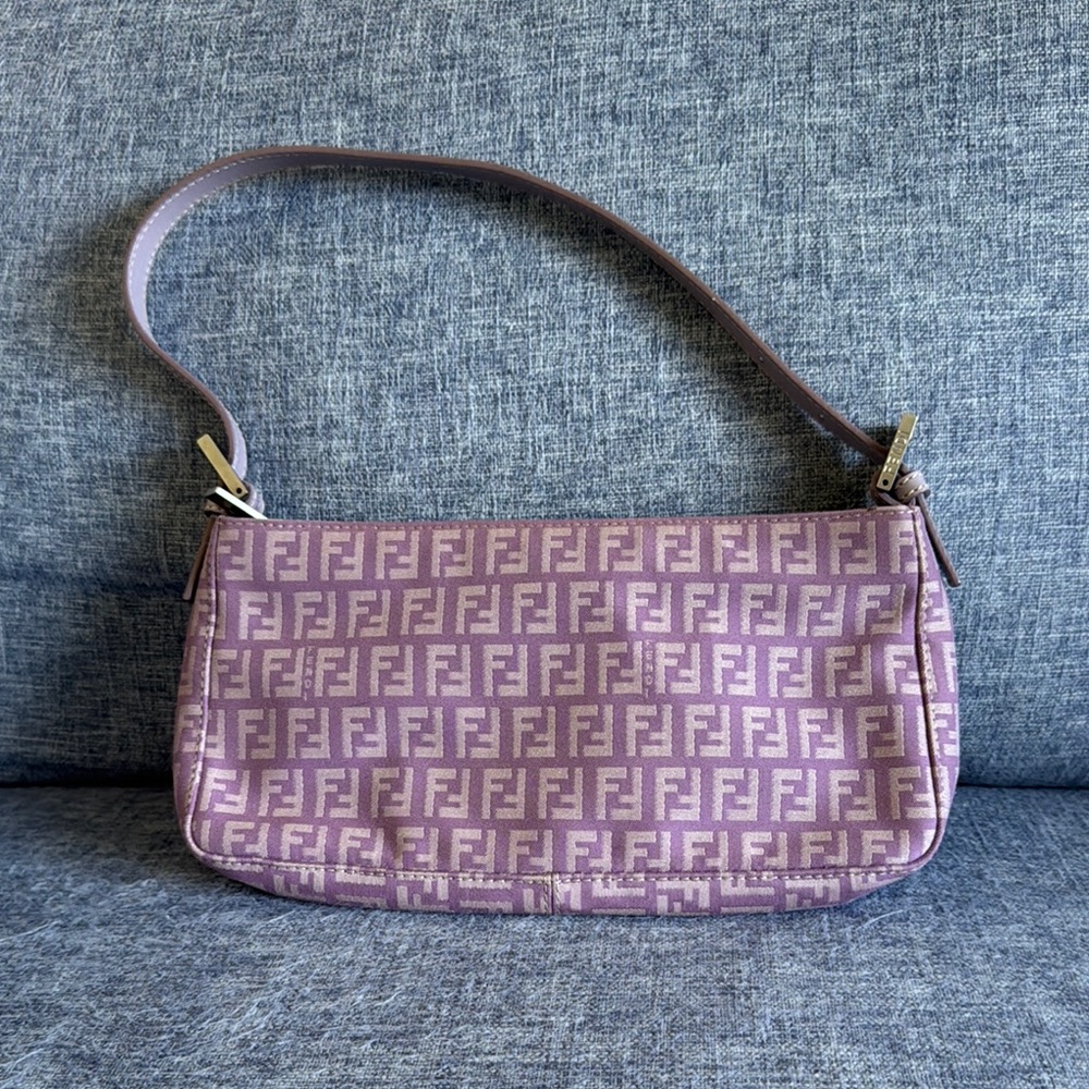 Authentic vintage Fendi Pink Geometric Monogram hobo Shoulder Bag